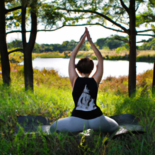 A person practicing yoga in a peaceful setting, emphasizing the importance of self-care